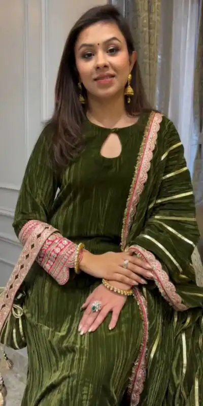 Mahendi Crash Viscose Velvet Embroidery Work Salwar Suit | Jump Suits, Salwar suit, Casual Suits, Creative suits, Designer Suits, Palazzo Suits, Party Wear Suits, Patiala Suits, Straight Suits