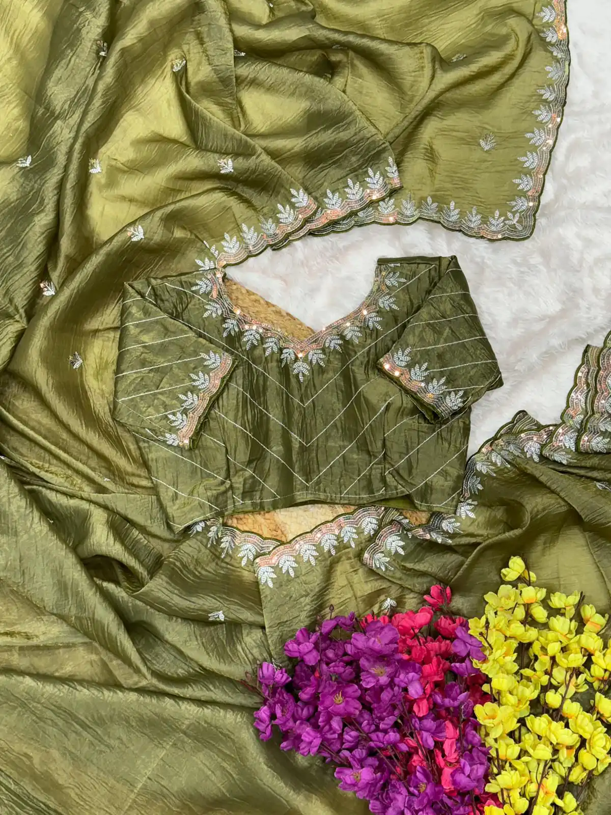 Mahendi Gold Crush Embroidery Work Saree | Sarees, Bollywood Sarees, Creative Sarees, Designer Sarees, Embroidered Sarees, Ethnic Saree, Modern Digital sarees, Party Wear Sarees