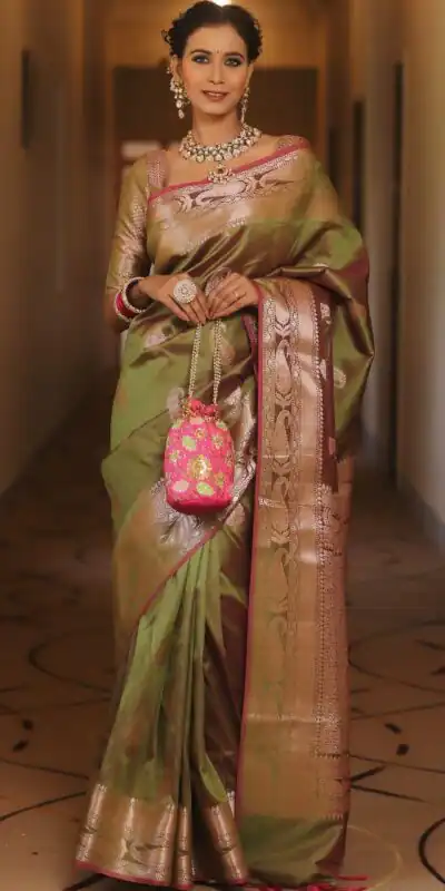 Mahendi Lichi Silk Border Lace Work Saree | Sarees, Bollywood Sarees, Creative Sarees, Designer Sarees, Embroidered Sarees, Ethnic Saree, Modern Digital sarees, Party Wear Sarees