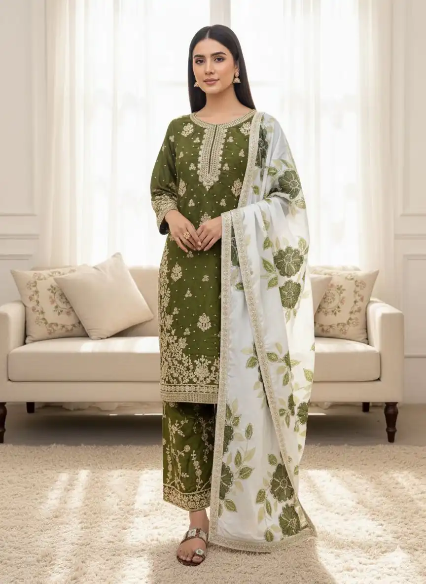 Mahendi Organza Silk Lace Embroidery Work Salwar Suit | Jump Suits, Salwar suit, Casual Suits, Creative suits, Designer Suits, Palazzo Suits, Party Wear Suits, Patiala Suits, Straight Suits