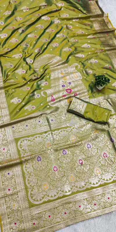 Mahendi Soft Banarasi Silk Lace Zari Work Saree | Sarees, Bollywood Sarees, Creative Sarees, Designer Sarees, Embroidered Sarees, Ethnic Saree, Modern Digital sarees, Party Wear Sarees