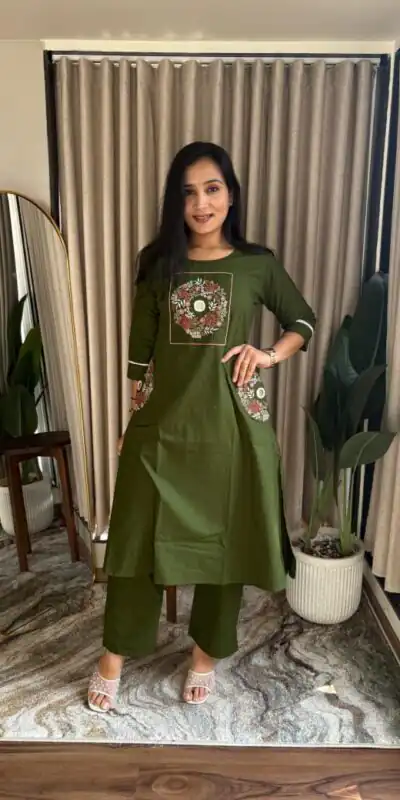 Mahendi Soft Cotton Slub Embroidery Work Kurti | Kurti, Bollywood Kurti, Creative Kurtis, Designer Kurti, Party Wear Kurti, Selfie Kurti