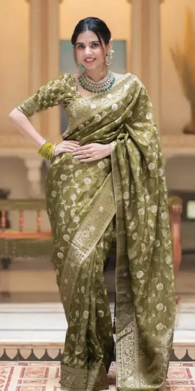 Mahendi Soft Lichi Silk With Jacquard Work Saree | Sarees, Bollywood Sarees, Creative Sarees, Designer Sarees, Embroidered Sarees, Ethnic Saree, Modern Digital sarees, Party Wear Sarees