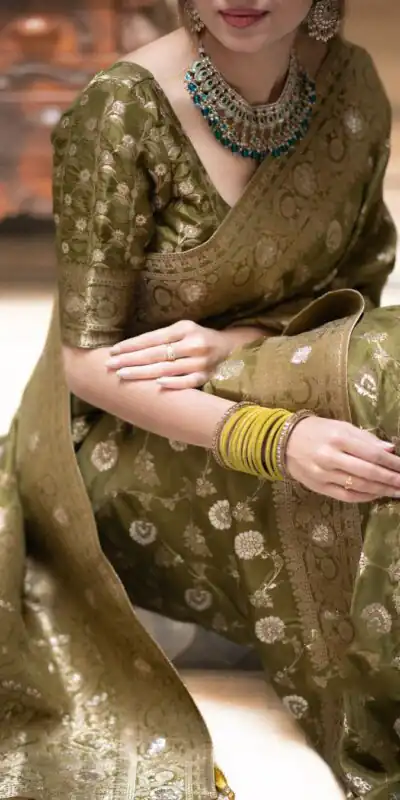 Mahendi Soft Lichi Silk With Jacquard Work Saree | Sarees, Bollywood Sarees, Creative Sarees, Designer Sarees, Embroidered Sarees, Ethnic Saree, Modern Digital sarees, Party Wear Sarees