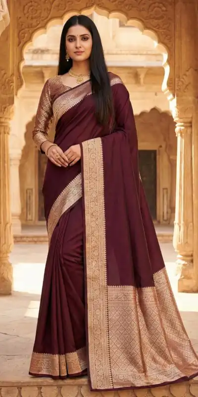 Maroon Banarasi Gala Silk Gold Zari Work Saree | Sarees, Bollywood Sarees, Creative Sarees, Designer Sarees, Embroidered Sarees, Ethnic Saree, Modern Digital sarees, Party Wear Sarees