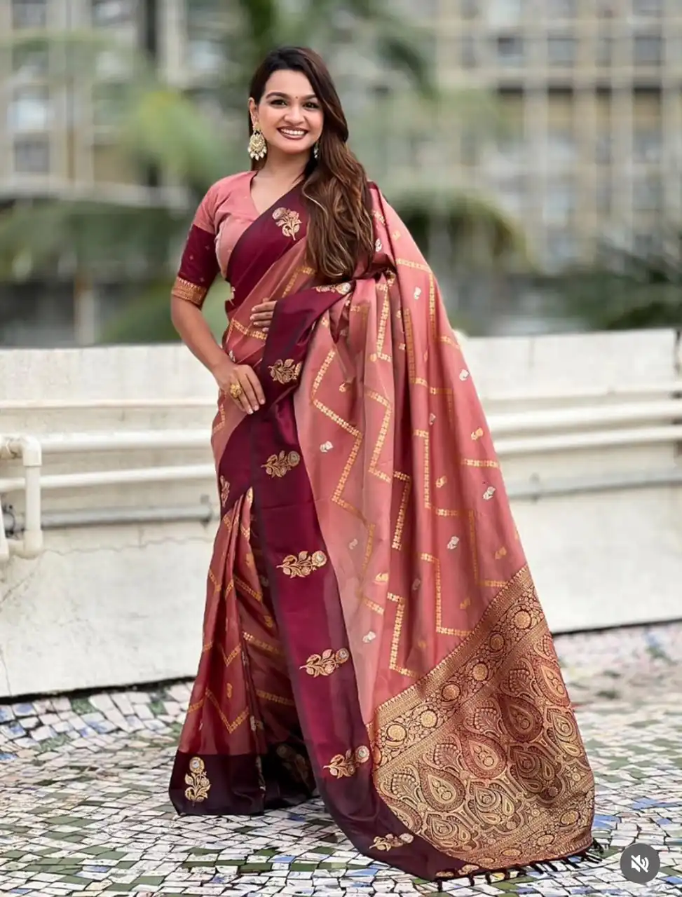 Maroon Banarasi Silk Weaving Zari Work Saree | Sarees, Bollywood Sarees, Creative Sarees, Designer Sarees, Embroidered Sarees, Ethnic Saree, Modern Digital sarees, Party Wear Sarees