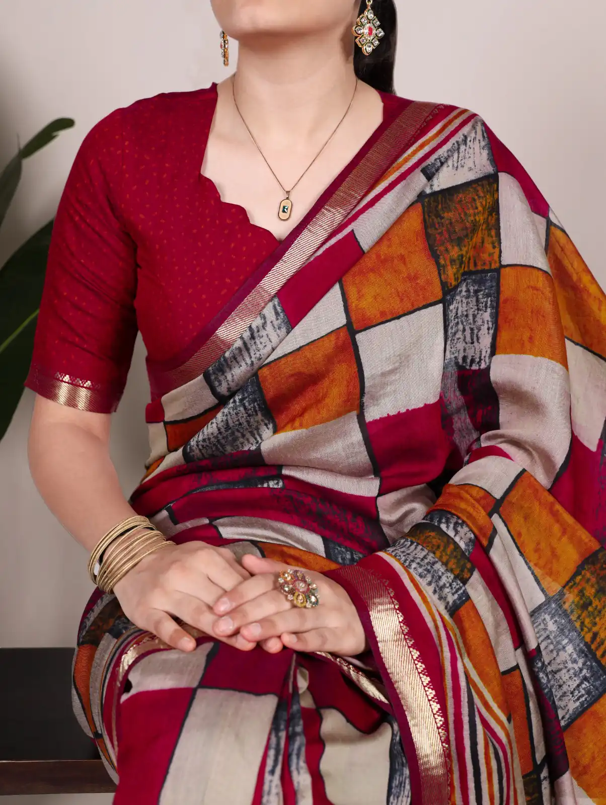 Maroon Chanderi Printed Saree | Sarees, Bollywood Sarees, Creative Sarees, Designer Sarees, Embroidered Sarees, Ethnic Saree, Modern Digital sarees, Party Wear Sarees