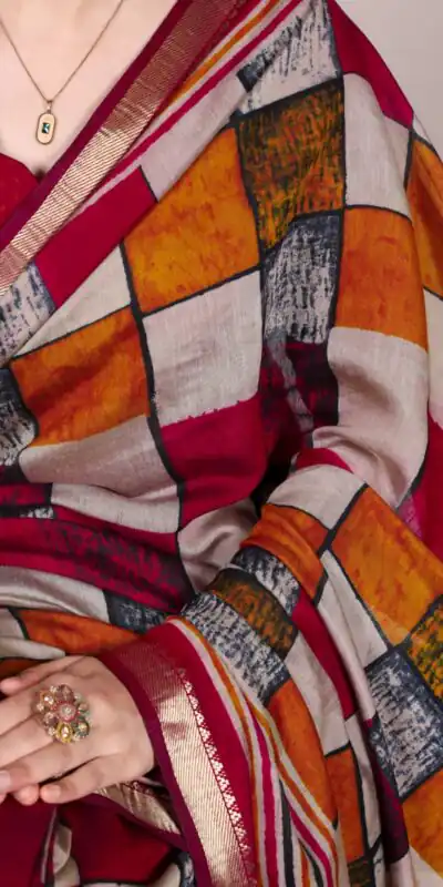 Maroon Chanderi Printed Saree | Sarees, Bollywood Sarees, Creative Sarees, Designer Sarees, Embroidered Sarees, Ethnic Saree, Modern Digital sarees, Party Wear Sarees