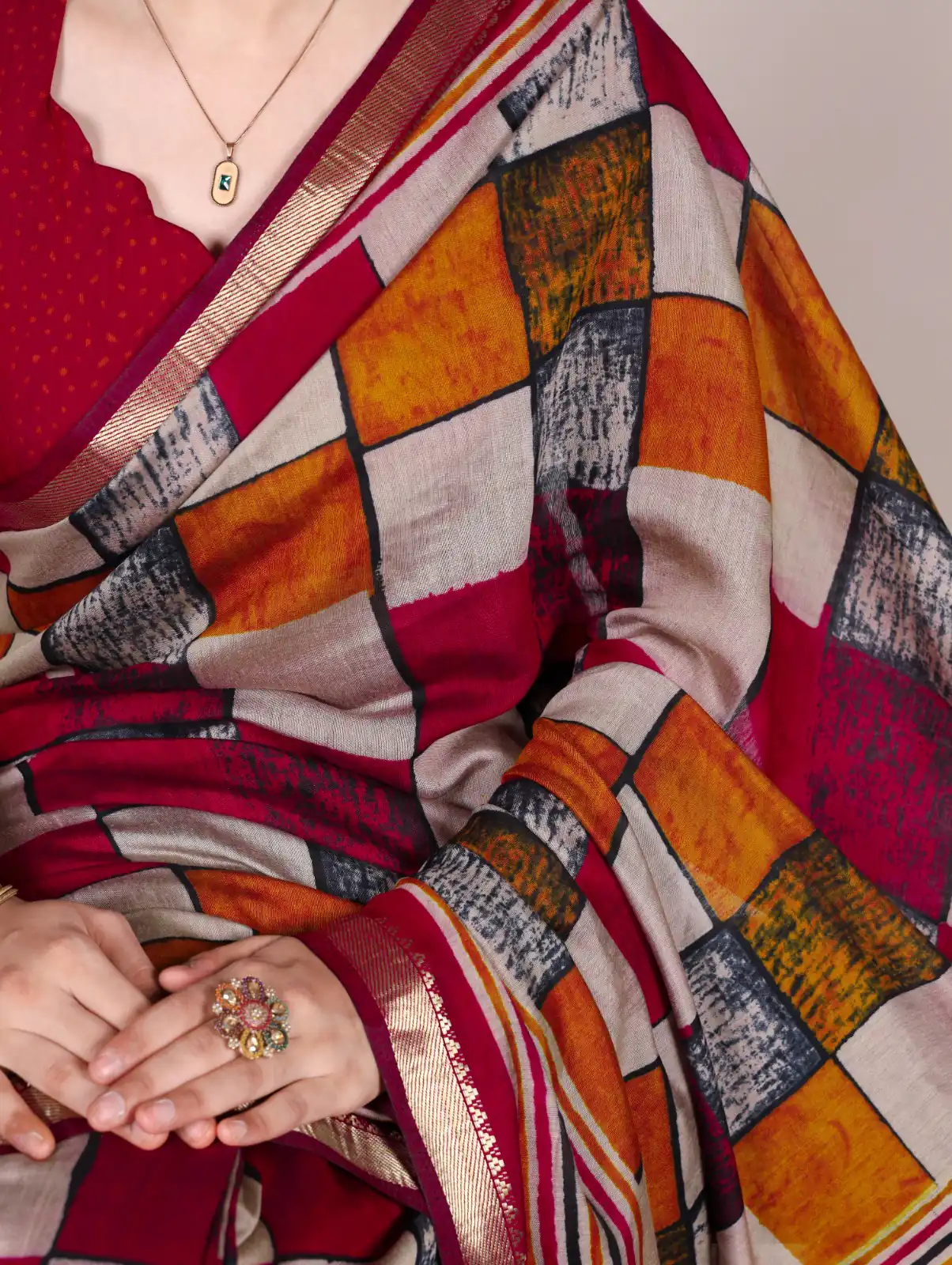 Maroon Chanderi Printed Saree | Sarees, Bollywood Sarees, Creative Sarees, Designer Sarees, Embroidered Sarees, Ethnic Saree, Modern Digital sarees, Party Wear Sarees