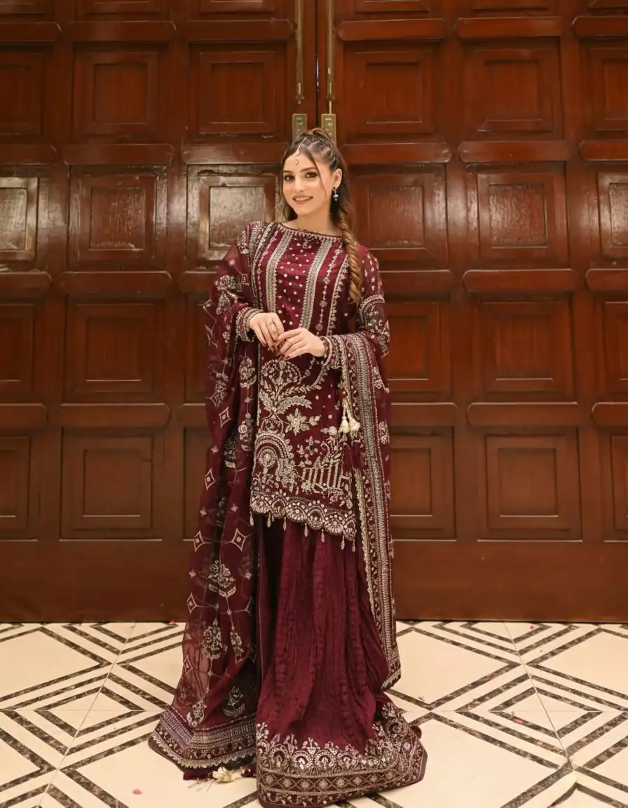 Maroon Crush Georgette Sequence Work Salwar Suit | Jump Suits, Salwar suit, Casual Suits, Creative suits, Designer Suits, Palazzo Suits, Party Wear Suits, Patiala Suits, Straight Suits