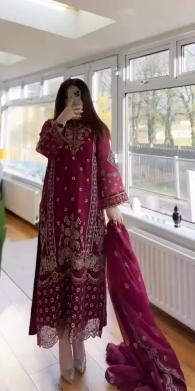 Maroon Georgette Embroidery Salwar Suit | Jump Suits, Salwar suit, Casual Suits, Creative suits, Designer Suits, Palazzo Suits, Party Wear Suits, Patiala Suits, Straight Suits