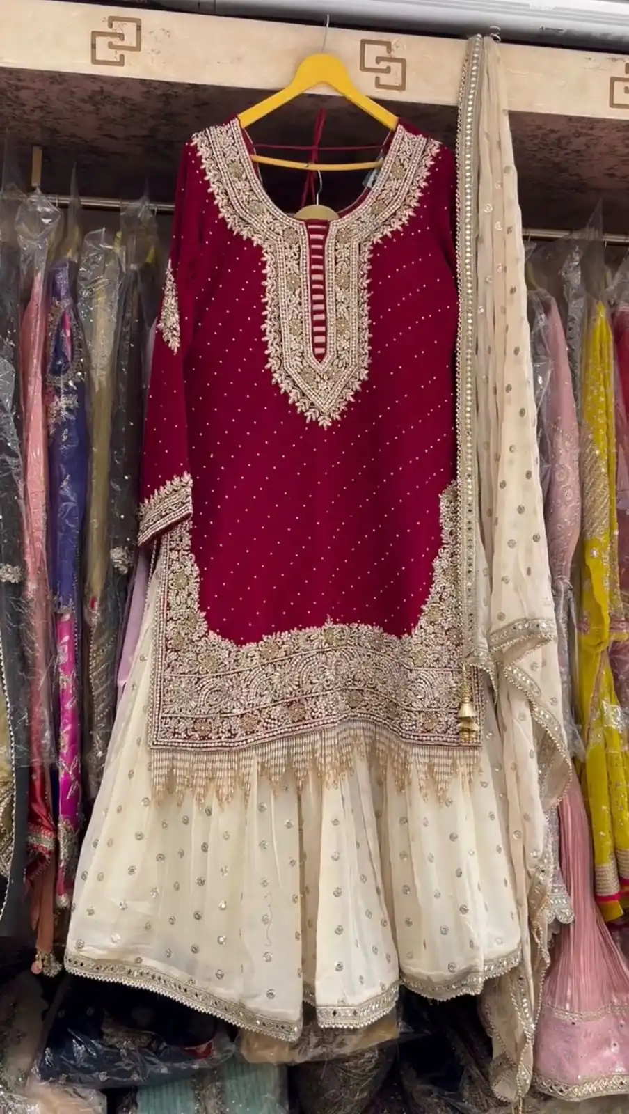 Maroon Georgette Lace Work Salwar Suit | Jump Suits, Salwar suit, Casual Suits, Creative suits, Designer Suits, Palazzo Suits, Party Wear Suits, Patiala Suits, Straight Suits