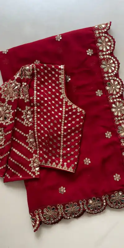 Maroon Georgette Mirror Sequence Work Saree | Sarees, Bollywood Sarees, Creative Sarees, Designer Sarees, Embroidered Sarees, Ethnic Saree, Modern Digital sarees, Party Wear Sarees