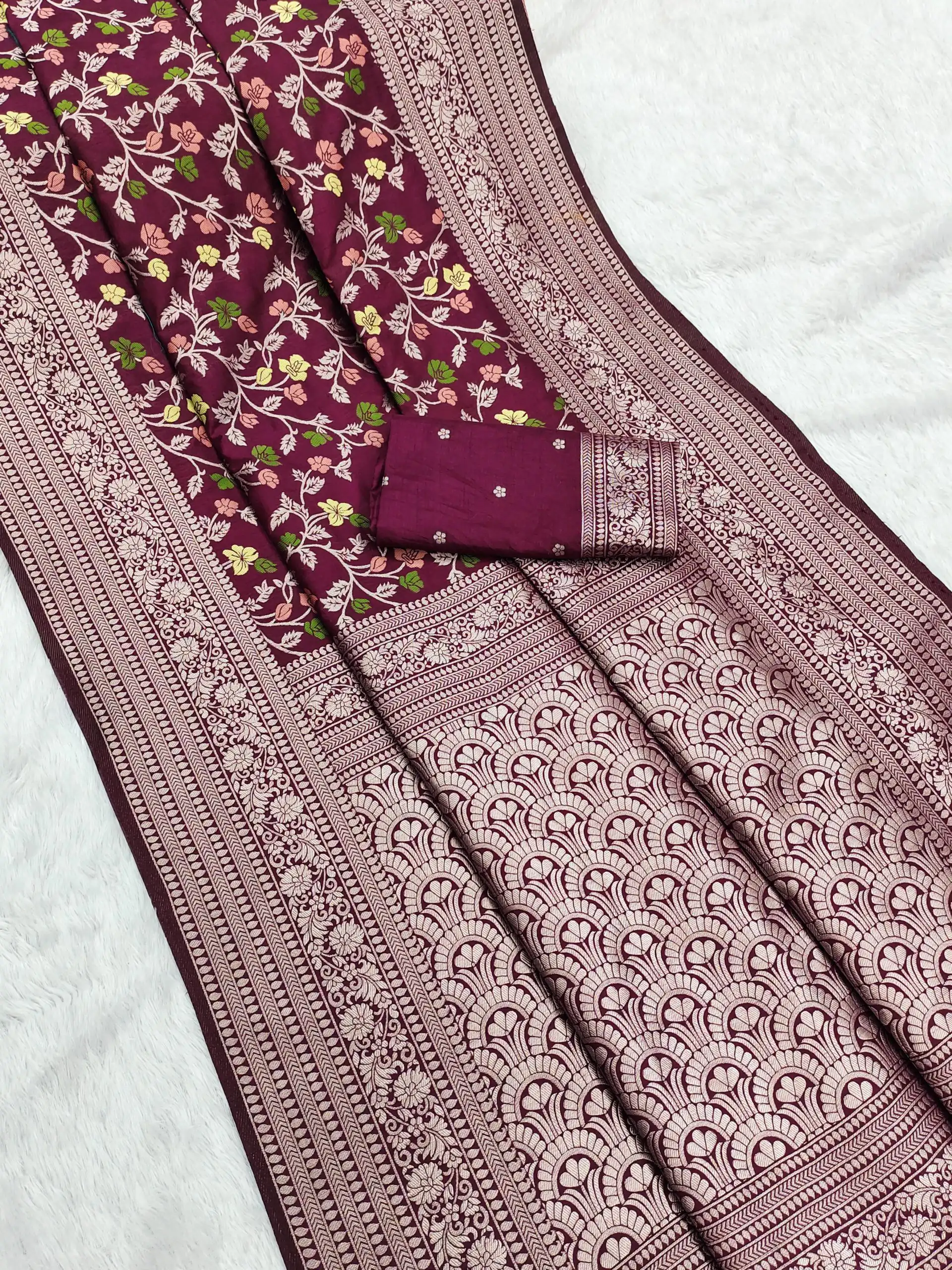 Maroon Khaddi Pashmina Zari Work Saree | Sarees, Bollywood Sarees, Creative Sarees, Designer Sarees, Embroidered Sarees, Ethnic Saree, Modern Digital sarees, Party Wear Sarees