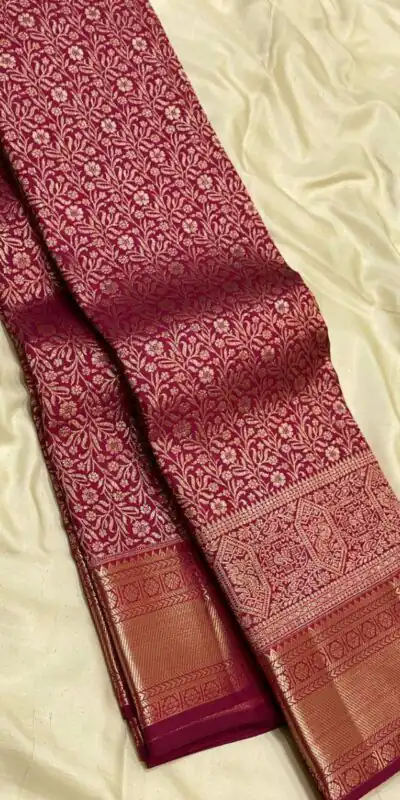 Maroon Lichi Silk All Over Border Work Saree | Sarees, Bollywood Sarees, Creative Sarees, Designer Sarees, Embroidered Sarees, Ethnic Saree, Modern Digital sarees, Party Wear Sarees