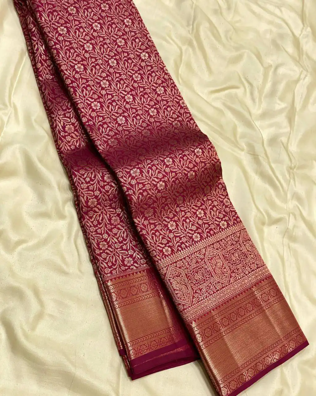 Maroon Lichi Silk All Over Border Work Saree | Sarees, Bollywood Sarees, Creative Sarees, Designer Sarees, Embroidered Sarees, Ethnic Saree, Modern Digital sarees, Party Wear Sarees