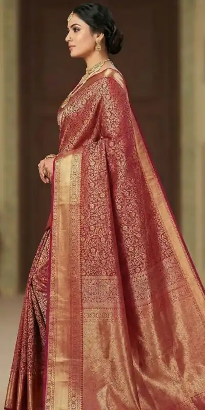 Maroon Lichi Silk All Over Border Work Saree | Sarees, Bollywood Sarees, Creative Sarees, Designer Sarees, Embroidered Sarees, Ethnic Saree, Modern Digital sarees, Party Wear Sarees