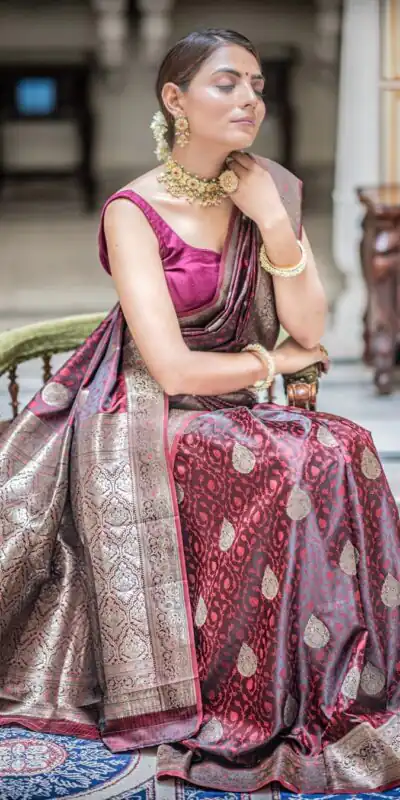Maroon Lichi Silk Border Saree | Sarees, Bollywood Sarees, Creative Sarees, Designer Sarees, Embroidered Sarees, Ethnic Saree, Modern Digital sarees, Party Wear Sarees