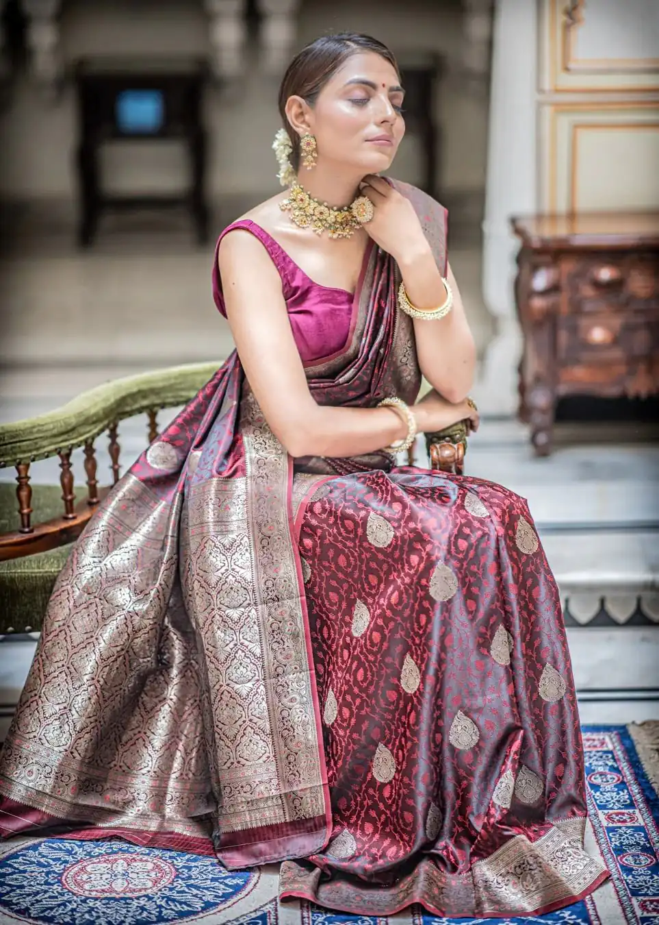 Maroon Lichi Silk Border Saree | Sarees, Bollywood Sarees, Creative Sarees, Designer Sarees, Embroidered Sarees, Ethnic Saree, Modern Digital sarees, Party Wear Sarees
