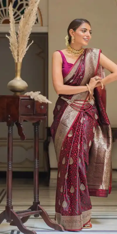 Maroon Lichi Silk Border Saree | Sarees, Bollywood Sarees, Creative Sarees, Designer Sarees, Embroidered Sarees, Ethnic Saree, Modern Digital sarees, Party Wear Sarees