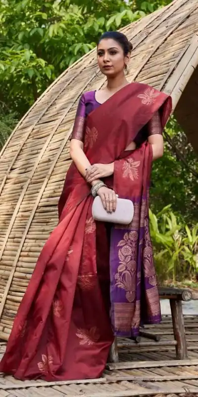 Maroon Lichi Silk Lace Border Saree | Sarees, Bollywood Sarees, Creative Sarees, Designer Sarees, Embroidered Sarees, Ethnic Saree, Modern Digital sarees, Party Wear Sarees