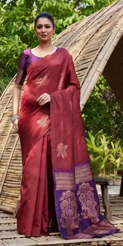 Maroon Lichi Silk Lace Border Saree | Sarees, Bollywood Sarees, Creative Sarees, Designer Sarees, Embroidered Sarees, Ethnic Saree, Modern Digital sarees, Party Wear Sarees