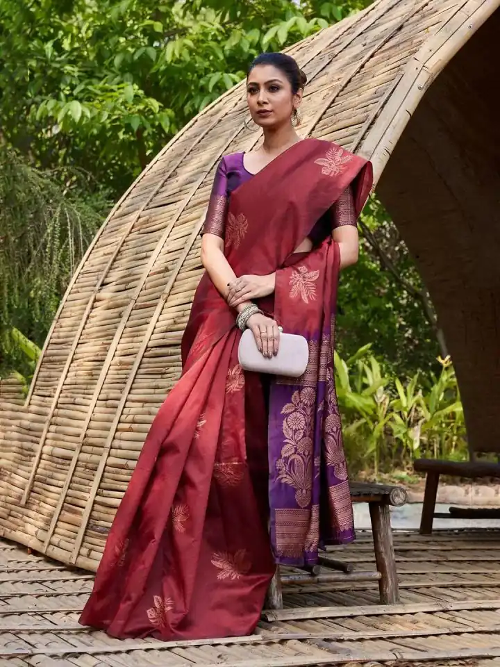 Maroon Lichi Silk Lace Border Saree | Sarees, Bollywood Sarees, Creative Sarees, Designer Sarees, Embroidered Sarees, Ethnic Saree, Modern Digital sarees, Party Wear Sarees