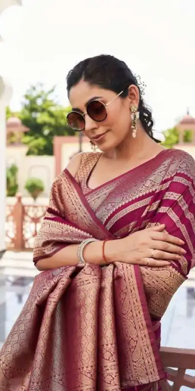Maroon Lichi Silk Lace Border Work Saree | Sarees, Bollywood Sarees, Creative Sarees, Designer Sarees, Embroidered Sarees, Ethnic Saree, Modern Digital sarees, Party Wear Sarees