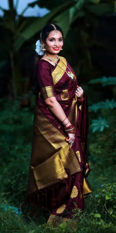 Maroon Lichi Silk Saree | Sarees, Bollywood Sarees, Creative Sarees, Designer Sarees, Embroidered Sarees, Ethnic Saree, Modern Digital sarees, Party Wear Sarees