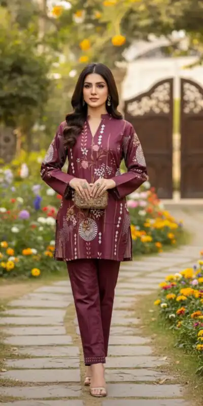 Maroon Linen Cotton Turkish Style Kurti | Kurti, Bollywood Kurti, Creative Kurtis, Designer Kurti, Party Wear Kurti, Selfie Kurti