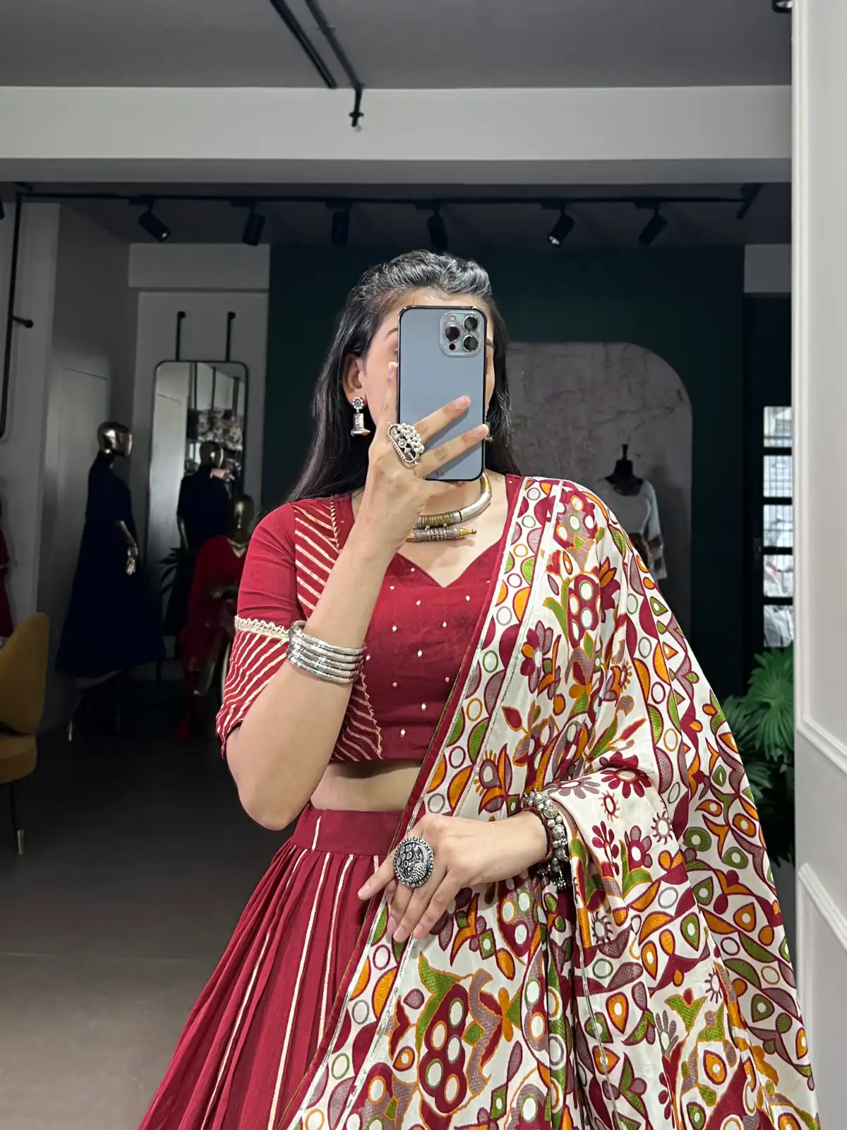 Maroon Pure Chanderi Zari Work Gotta Patti Lehenga Choli | Lehenga, Bollywood Lehenga, Creative Lehenga, Designer Lehenga, Embroidered Lehenga, Party Wear Lehenga