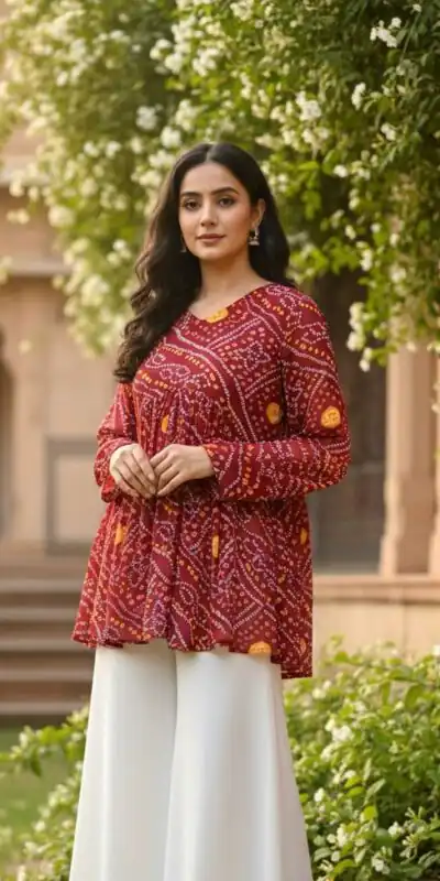 Maroon Pure Georgette With Printed Kurti | Kurti, Bollywood Kurti, Creative Kurtis, Designer Kurti, Party Wear Kurti, Selfie Kurti