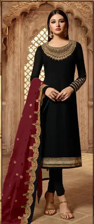 Maroon Satin Georgette Stone Work Salwar Suit | Jump Suits, Salwar suit, Casual Suits, Creative suits, Designer Suits, Palazzo Suits, Party Wear Suits, Patiala Suits, Straight Suits