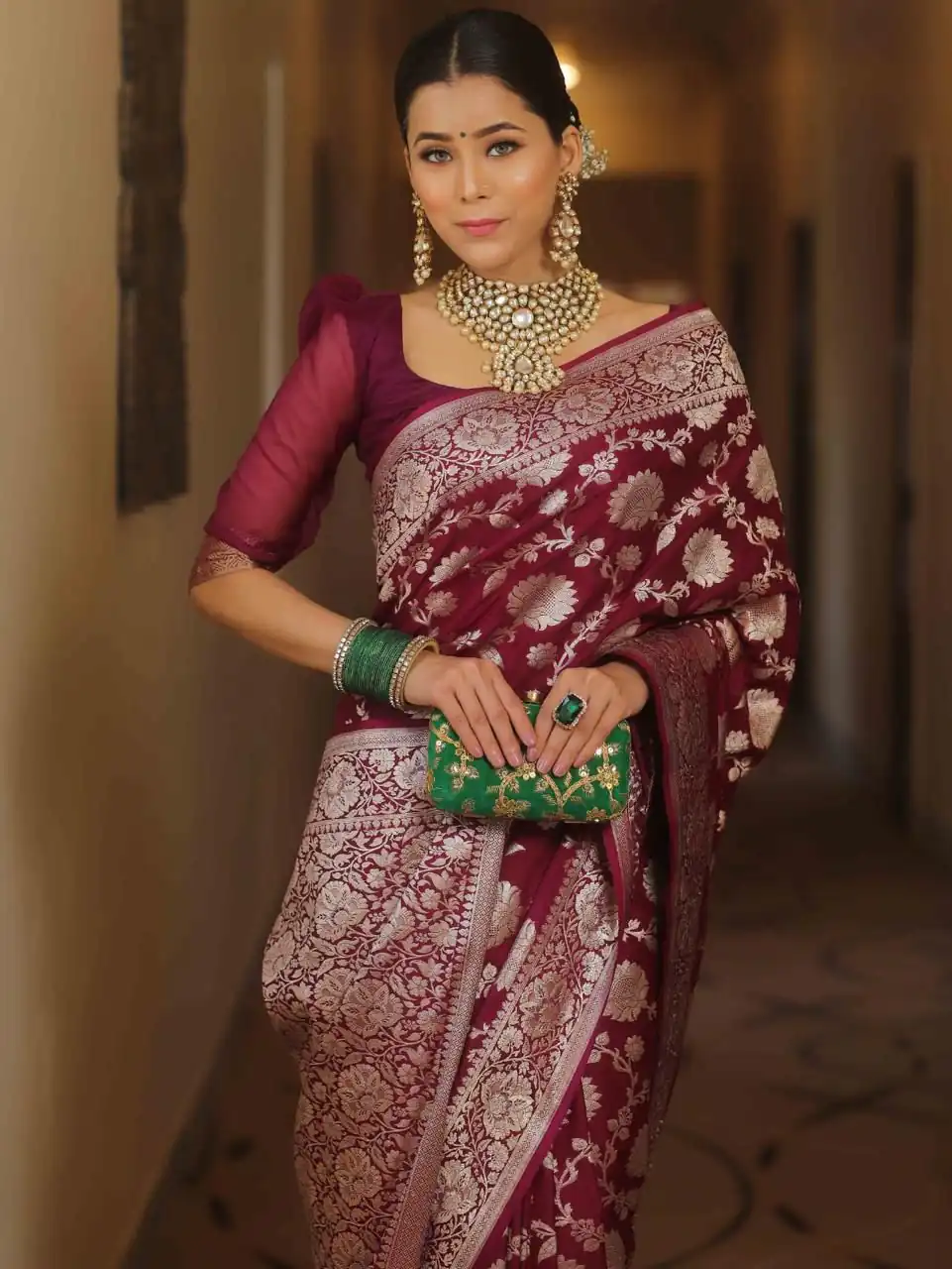 Maroon Soft Lichi Silk All Over Work Saree | Sarees, Bollywood Sarees, Creative Sarees, Designer Sarees, Embroidered Sarees, Ethnic Saree, Modern Digital sarees, Party Wear Sarees