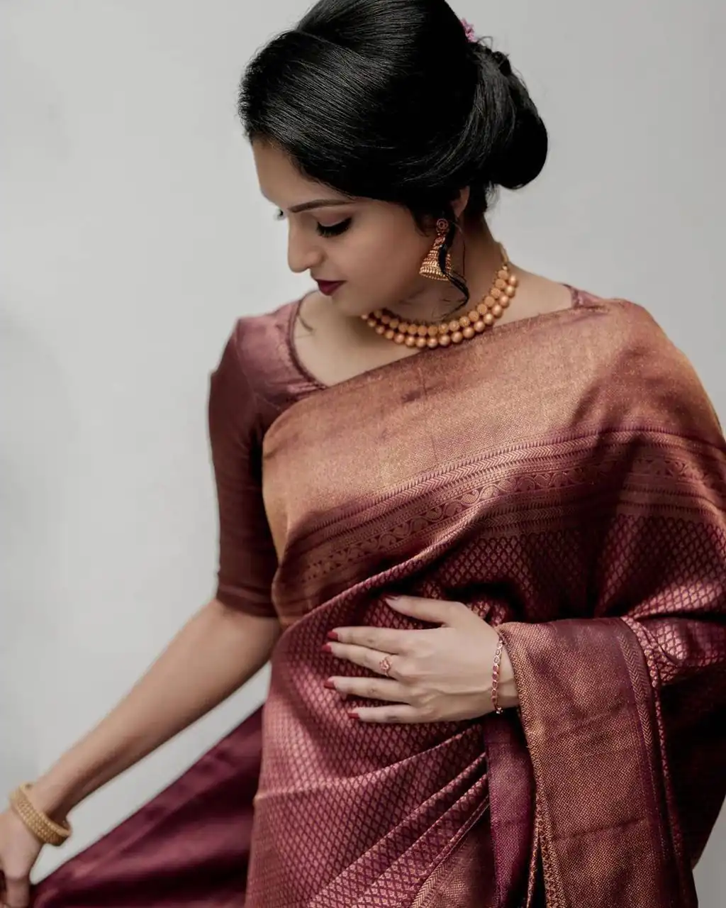 Maroon Soft Lichi Silk Jacquard Work Saree | Sarees, Bollywood Sarees, Creative Sarees, Designer Sarees, Embroidered Sarees, Ethnic Saree, Modern Digital sarees, Party Wear Sarees