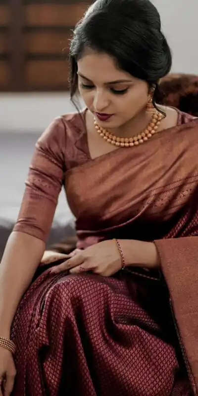 Maroon Soft Lichi Silk Jacquard Work Saree | Sarees, Bollywood Sarees, Creative Sarees, Designer Sarees, Embroidered Sarees, Ethnic Saree, Modern Digital sarees, Party Wear Sarees