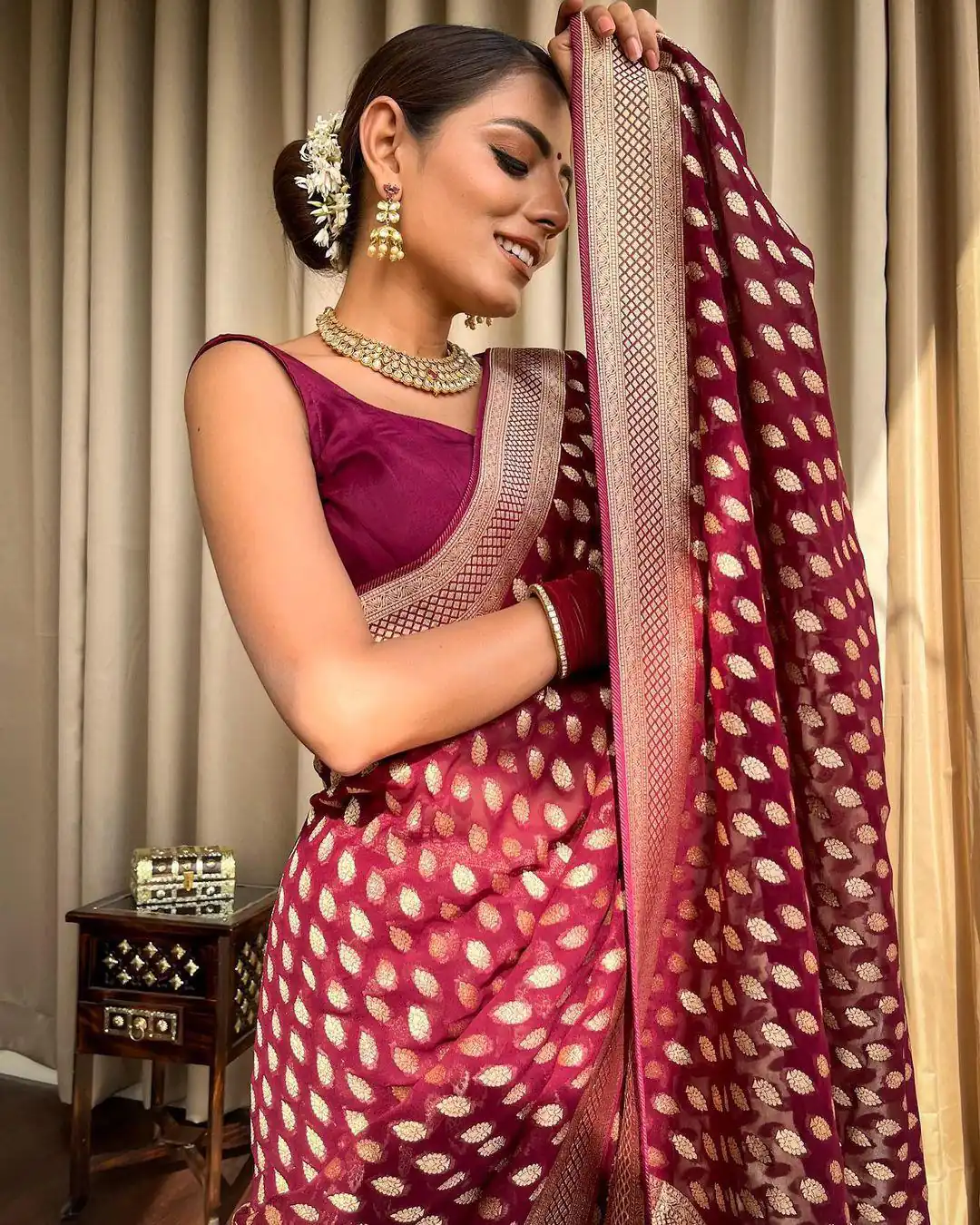 Maroon Soft Lichi Silk Rich Pallu Work Saree | Sarees, Bollywood Sarees, Creative Sarees, Designer Sarees, Embroidered Sarees, Ethnic Saree, Modern Digital sarees, Party Wear Sarees