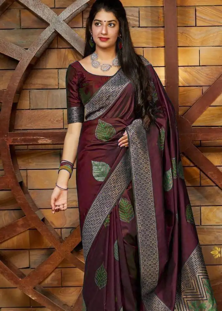 Maroon Soft Lichi Silk Saree | Sarees, Bollywood Sarees, Creative Sarees, Designer Sarees, Embroidered Sarees, Ethnic Saree, Modern Digital sarees, Party Wear Sarees