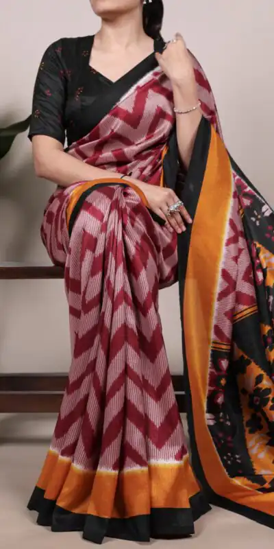 Maroon Tasar Silk Saree | Sarees, Bollywood Sarees, Creative Sarees, Designer Sarees, Embroidered Sarees, Ethnic Saree, Modern Digital sarees, Party Wear Sarees