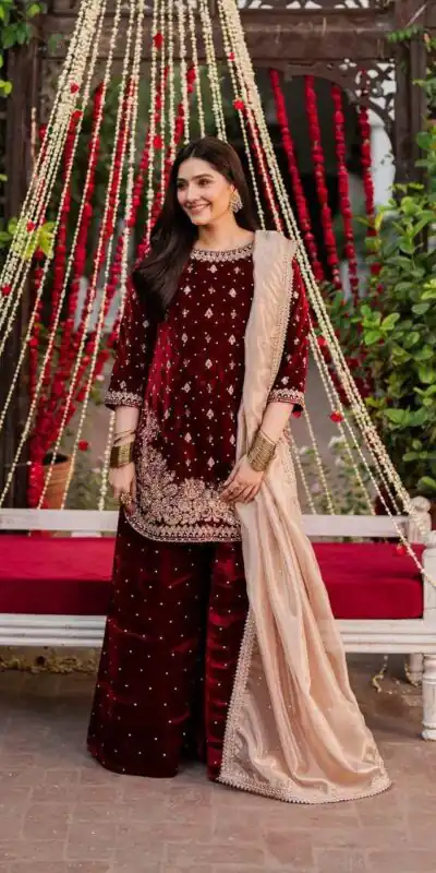 Maroon Velvet Rivet Moti Hand Work Salwar Suit | Jump Suits, Salwar suit, Casual Suits, Creative suits, Designer Suits, Palazzo Suits, Party Wear Suits, Patiala Suits, Straight Suits