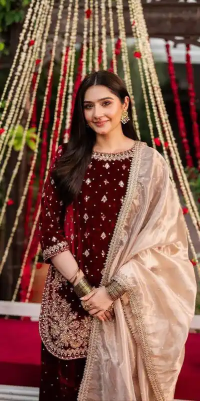 Maroon Velvet Rivet Moti Hand Work Salwar Suit | Jump Suits, Salwar suit, Casual Suits, Creative suits, Designer Suits, Palazzo Suits, Party Wear Suits, Patiala Suits, Straight Suits