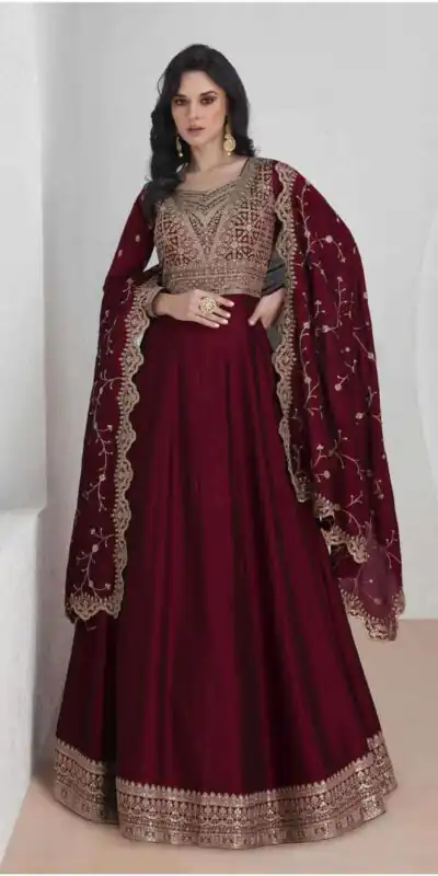 Maroon Vichitra Embroidery Lace Work Salwar Suit | Jump Suits, Salwar suit, Casual Suits, Creative suits, Designer Suits, Palazzo Suits, Party Wear Suits, Patiala Suits, Straight Suits