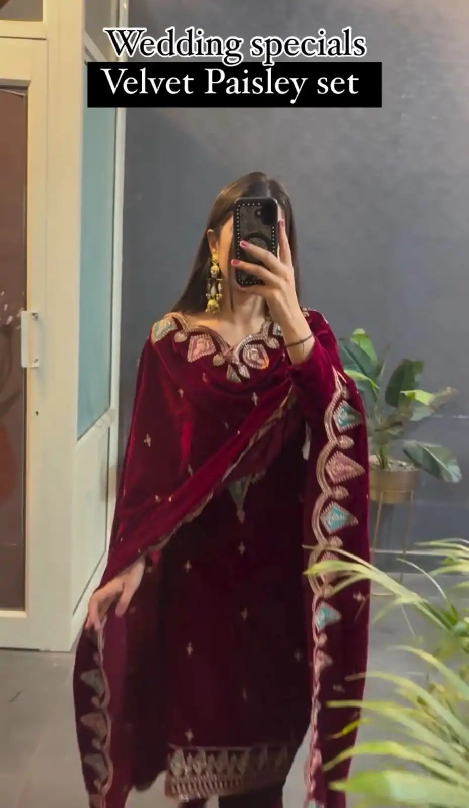 Maroon Viscose Velvet Embroidery Work Salwar Suit | Jump Suits, Tops & Bottoms, Track Suits, Salwar suit, Casual Suits, Creative suits, Designer Suits, Palazzo Suits, Party Wear Suits, Patiala Suits, Straight Suits, Trendy Wear