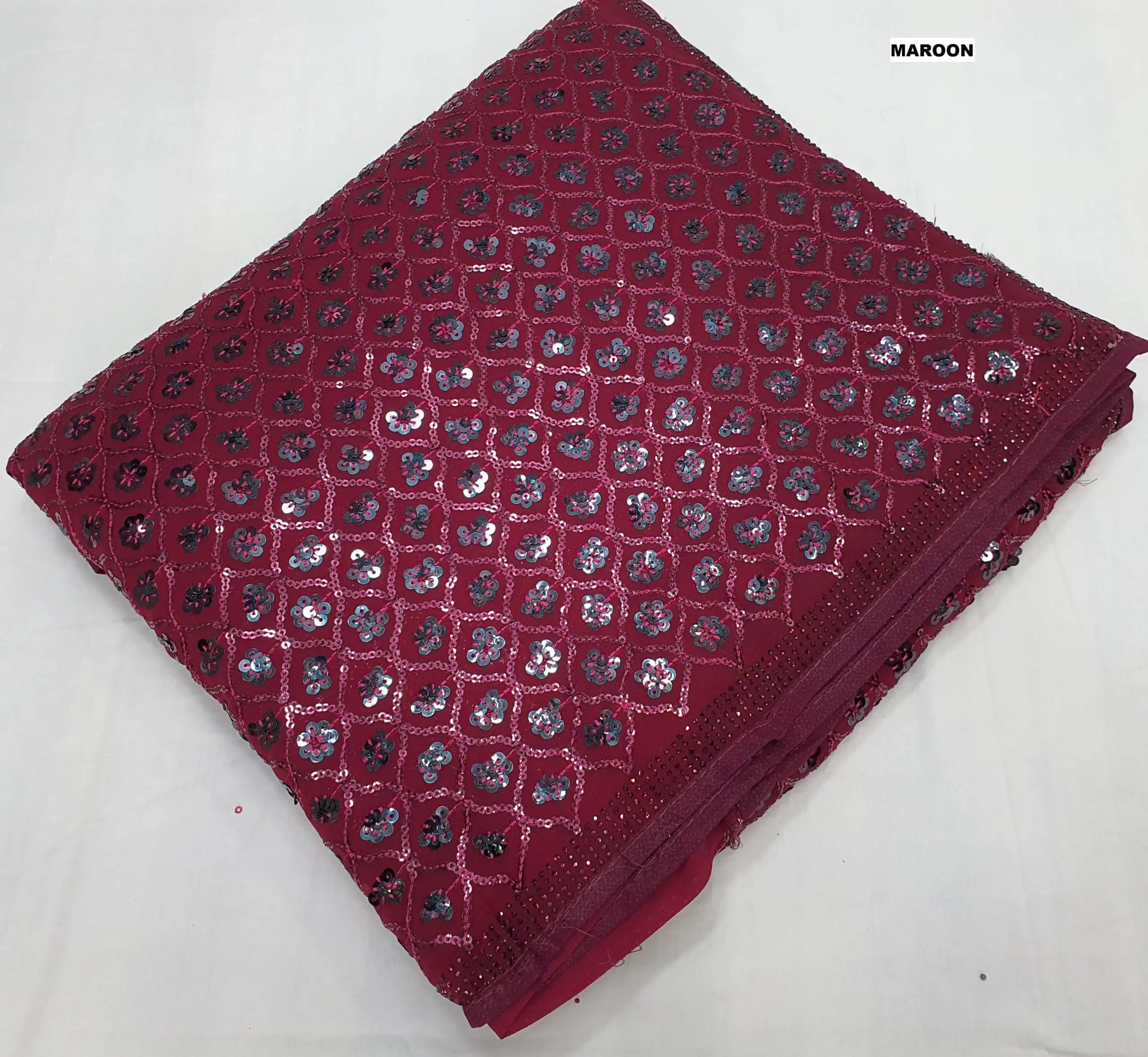Marron Georgette Dual Sequins Embroidery Sequins Work Saree | Sarees, Bollywood Sarees, Creative Sarees, Designer Sarees, Embroidered Sarees, Ethnic Saree, Modern Digital sarees, Party Wear Sarees