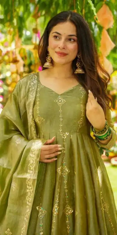 Mehandi Crunchy Silk With Embroidery Salwar Suit | Jump Suits, Tops & Bottoms, Track Suits, Salwar suit, Casual Suits, Creative suits, Designer Suits, Palazzo Suits, Party Wear Suits, Patiala Suits, Straight Suits, Trendy Wear