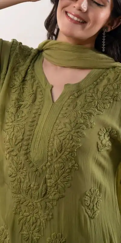 Mehandi Georgette Embroidery Work Salwal Suit | Jump Suits, Tops & Bottoms, Track Suits, Salwar suit, Casual Suits, Creative suits, Designer Suits, Palazzo Suits, Party Wear Suits, Patiala Suits, Straight Suits, Trendy Wear