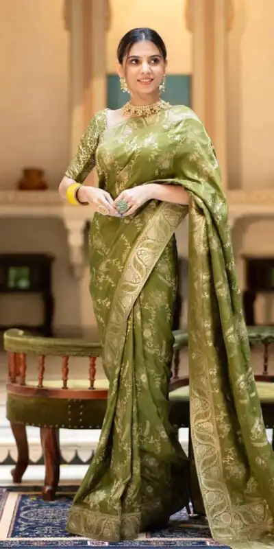 Mehandi Soft Litchi Silk All Over Weaving Saree | Sarees, Bollywood Sarees, Creative Sarees, Designer Sarees, Embroidered Sarees, Ethnic Saree, Modern Digital sarees, Party Wear Sarees