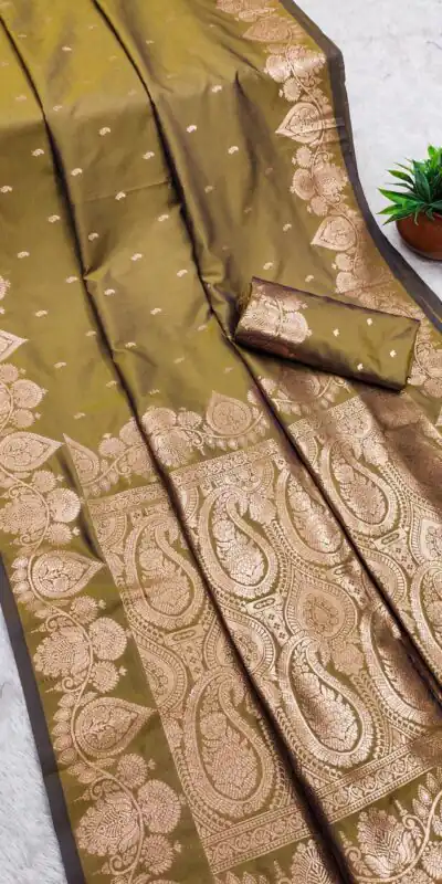 Mehendi Banarasi Silk Zari Work Saree | Sarees, Bollywood Sarees, Creative Sarees, Designer Sarees, Embroidered Sarees, Ethnic Saree, Modern Digital sarees, Party Wear Sarees