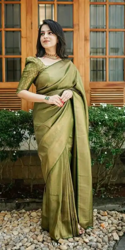 Mehndi Silk Jacquard Work On All Over Saree | Sarees, Bollywood Sarees, Creative Sarees, Designer Sarees, Embroidered Sarees, Ethnic Saree, Modern Digital sarees, Party Wear Sarees