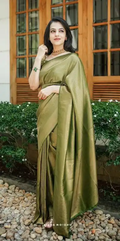 Mehndi Silk Jacquard Work On All Over Saree | Sarees, Bollywood Sarees, Creative Sarees, Designer Sarees, Embroidered Sarees, Ethnic Saree, Modern Digital sarees, Party Wear Sarees